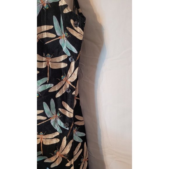 Tom Tom Womans Sz Small 100% Cotton Dress Dragonfly Side Buttons Vacation Beach - Picture 5 of 7